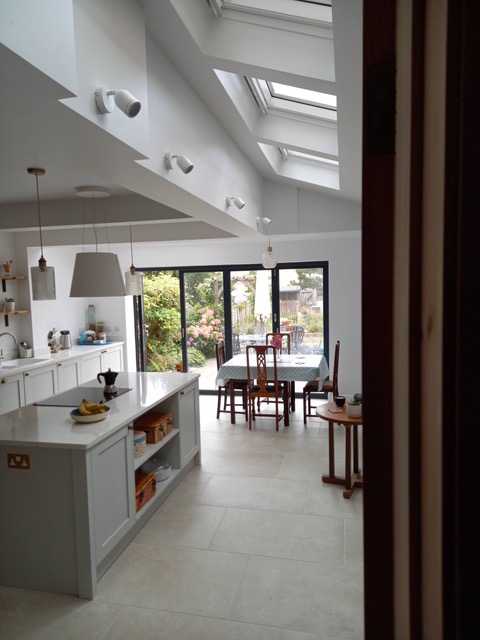 Kitchen extension with vaulted ceiling